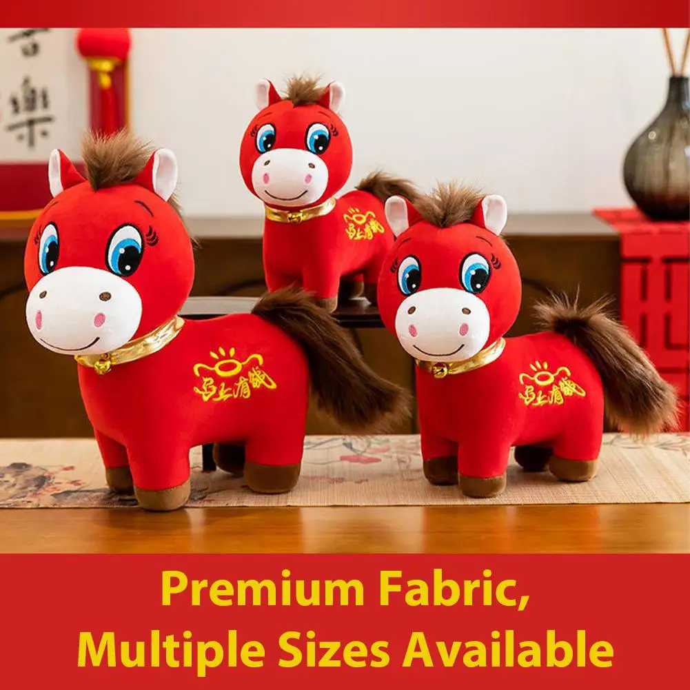 Peluche Cavallo 2026 Anno dello Zodiaco, Realistico, Morbido, Decorativo, con Stampa Lettere, 20/25/30cm