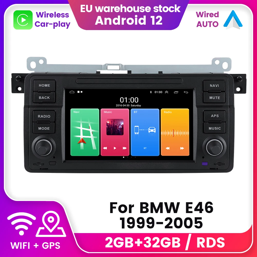 Android 12 CarPlay Auto Radio for BMW E46 M3 318/320/325/330/335 Land Rover 75 1999-2005 WiFi Car Multimedia GPS 2DIN Autoradio