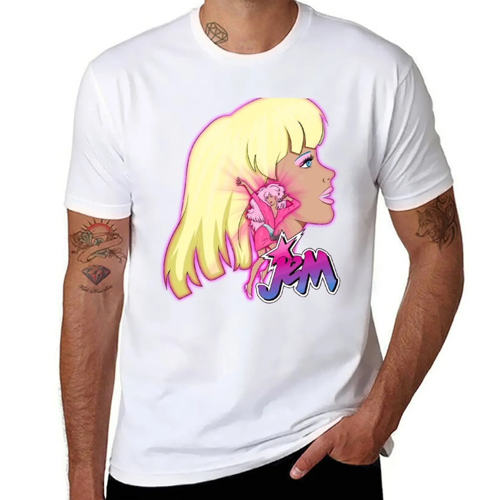 

Its Showtime Synergy - Jem logo T-Shirt cotton t shirts man 100% t shirts for man graphic tees T-Shirt