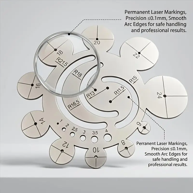 11 In 1 Multi Function Circle Template Radius Gauge 8 24mm Round Corner Arc Finder Center Locator Ruler For Woodworking