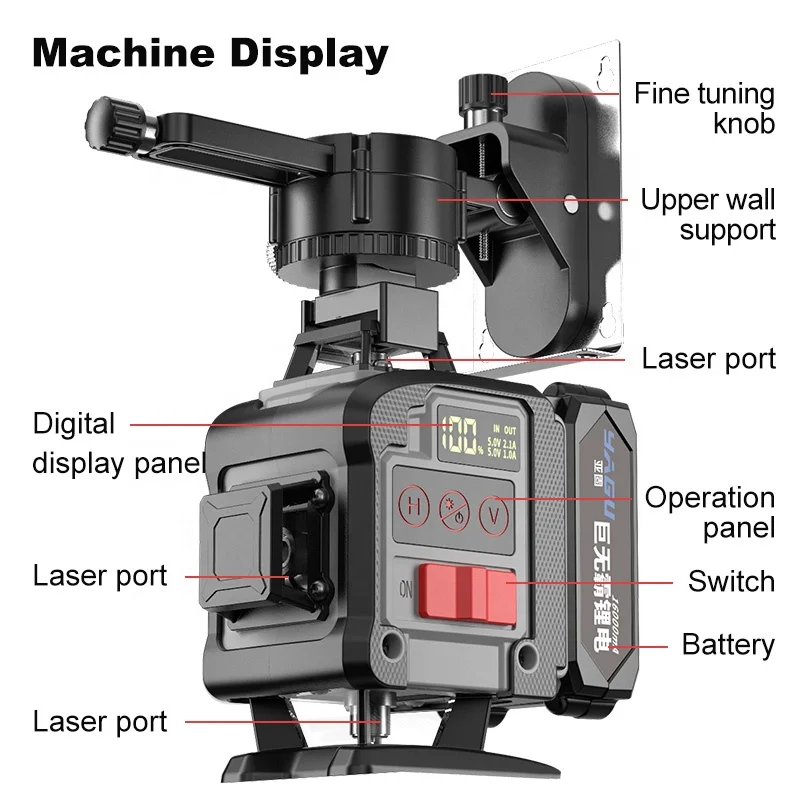 Lazer Level 12 Linien 3D Cross Line 360 Laser Level Grüner Strahl 16 Linien Nivel Laser
