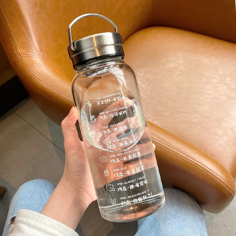 1L Large Capacity Water Bottle Transparent Milk Juice Cup Outdoor Travel Sport Portable Drinkware Tea Glass Bottle