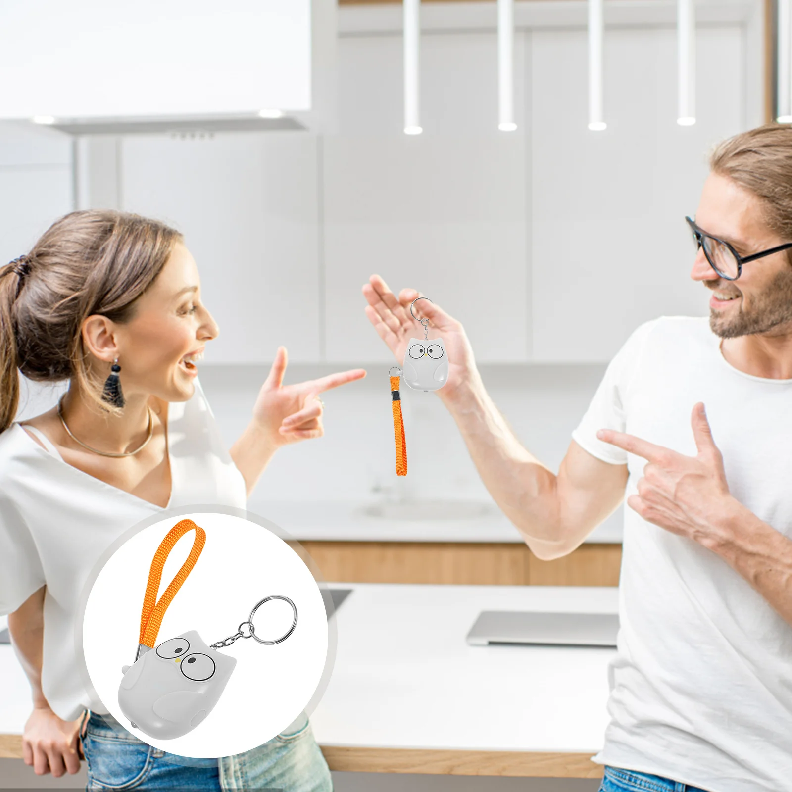 سلسلة مفاتيح محمولة بمنبه شخصي 130 ديسيبل للنساء، إنذار أمان في حالات الطوارئ، تصميم على شكل بومة، جهاز أمان خفيف الوزن #1