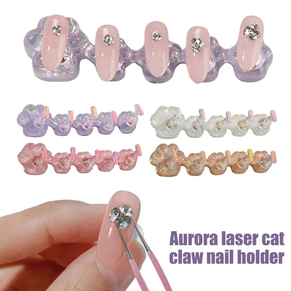 5Pcs Nail Art Finger Rest Cat Claw Base Acrylic Magnetic Nail Holder for Painting Nails Press Reusable Manicure Finger Rest