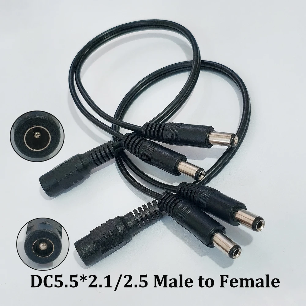 2 Stück DC5,5*2,1/2,5 mm 1 Buchse auf 2 Stecker Stromverteilerkabel Überwachungskamera-Verlängerungskabel für Netzwerkgeräte, 30 cm Länge – Detail 2