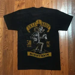 Ropa de colección Gnfnr para hombre, Camiseta de algodón con estampado de gran tamaño harajuku, Guns N Roses Nightrain, 30 años, 1987 - 2017