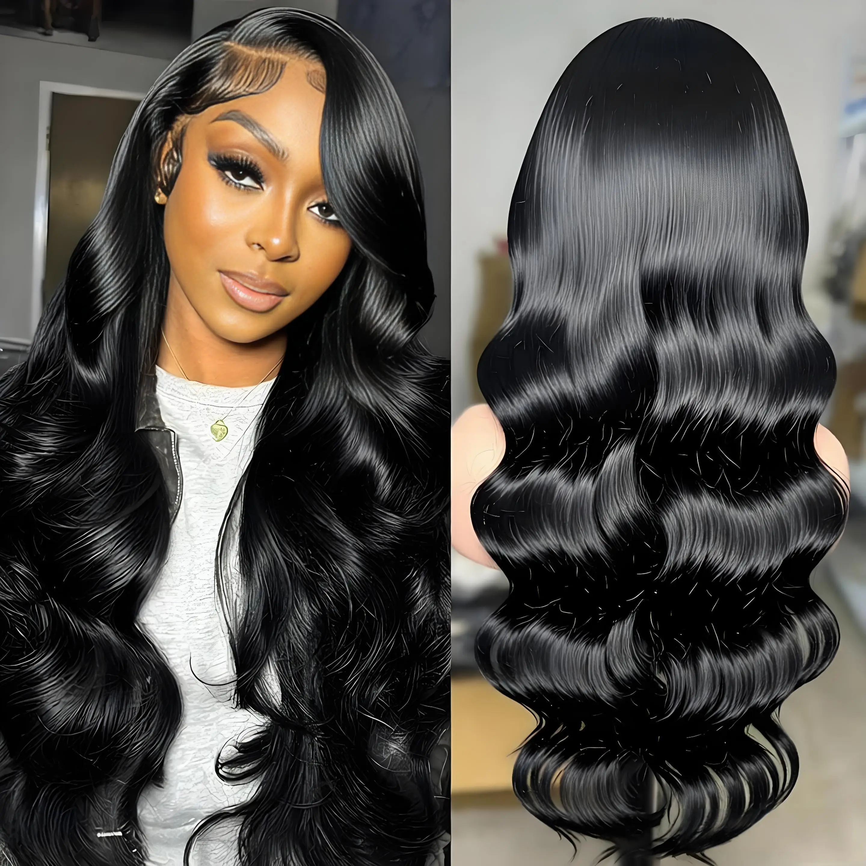 

220 Density Body Wave 100% Human Hair 13x6 HD Lace Frontal Wig 30 40 Inch Natural Black Clourse 13x4 Pre Plucked Lace Front Wigs