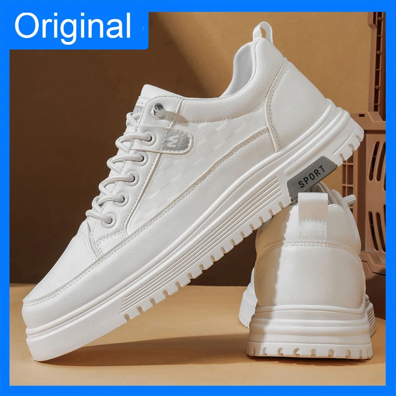 

Men Board Shoes Spring Classic Leather Soft Thick Sole Anti Slip Wear-resistant Fashion Versatile Outdoor Walking Casual Shoes