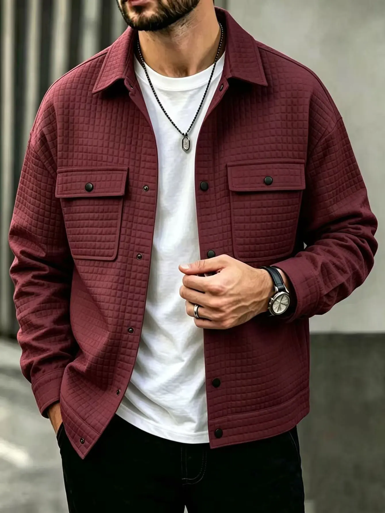 Herren Freizeit-Karo-Jacke - Modische Vielseitige Oberbekleidung für Freizeit & Formelle Anlässe – Detail 2