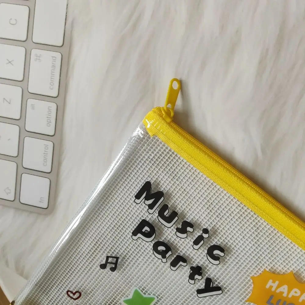 3PCS High Quality PVC Mesh File Bag Capybara A4/A5/A6 Zipper Pen Bag Waterproof Large Capacity Grid Storage Bag