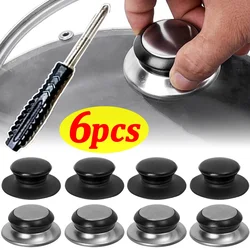 1/6 Set Stainless Steel Pot Lid Holding Tops Universal Replacement Pan Cover Lid Anti Scald Hand Grip Knob Kitchen Accerssories