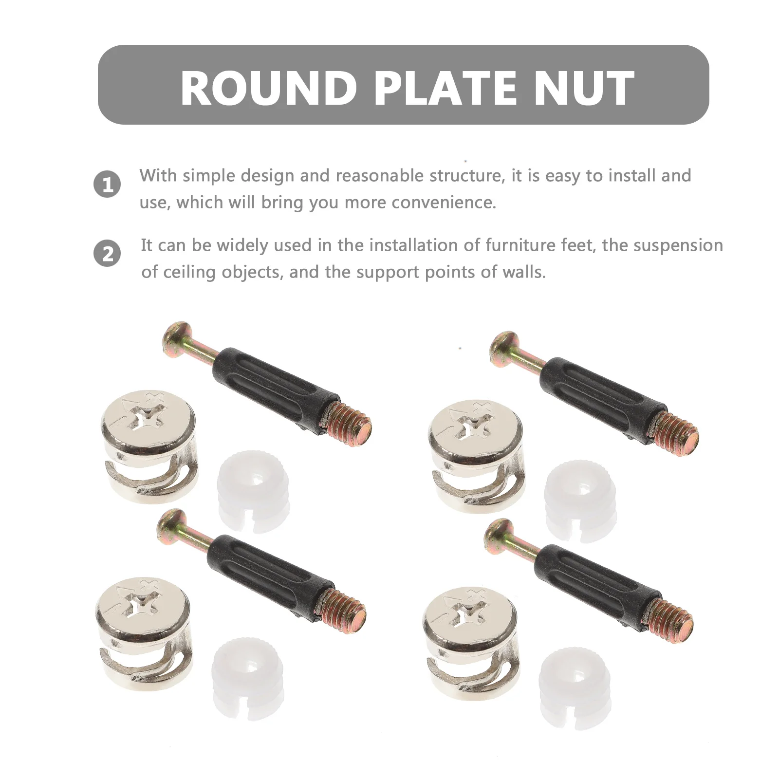 

100 set Fittings Furniture Connector Alloy Pre-Inserted Nuts For Cabinet Drawer Fixing Screws Cam Bolt Nut Set
