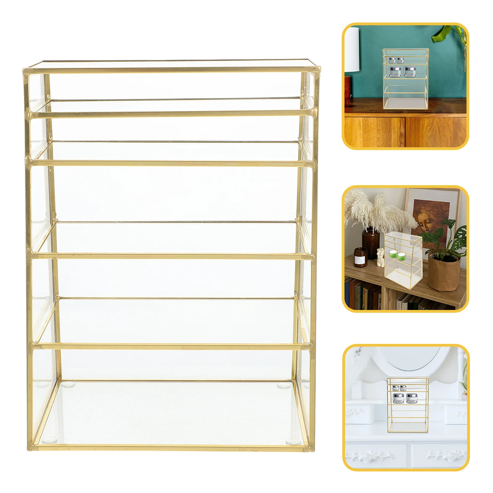 1 pz supporto per rack di stoccaggio in vetro per organizer per trucco multistrato per rossetto, polvere pressata, pennello per sopracciglia, articoli vari, scaffale da tavolo