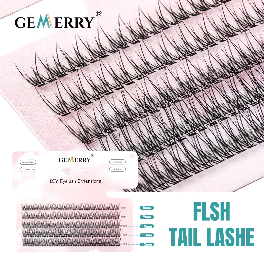 Gemerry A/M รูปร่าง Professional แต่งหน้าขนตา Cluster Spikes Lash Wispy Premade รัสเซียธรรมชาติขนตาปลอม