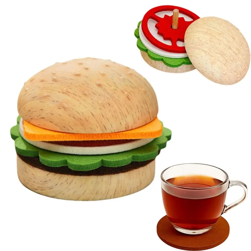 

Нескользящий набор подставок для гамбургеров, термостойкий многоразовый фетровый коврик для чашки для гамбургеров, орнамент, защита от проливания, подушечки для гамбургеров, напитков, барный стол