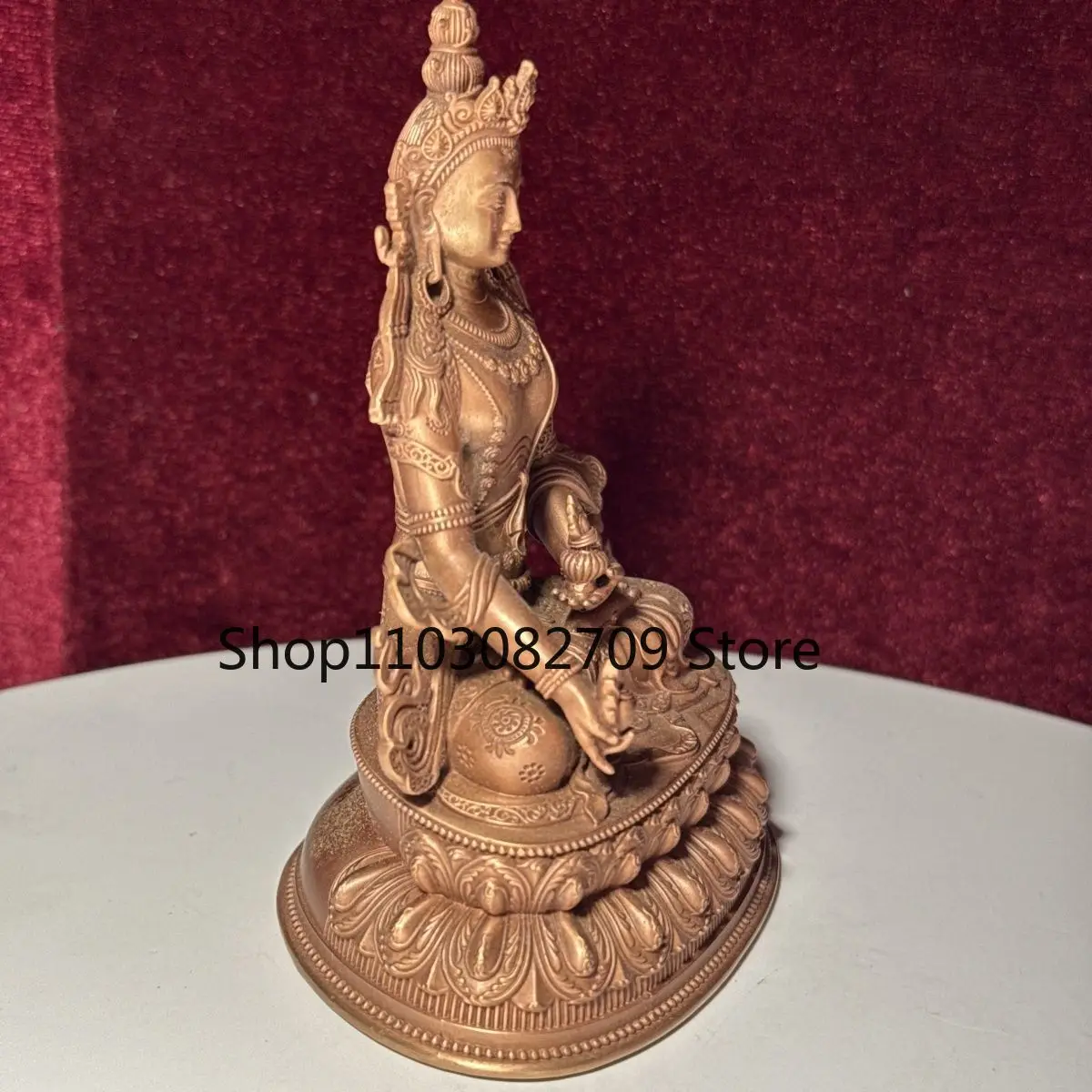 Pure red copper Jizang King Bodhisattva 10cm Buddha statue ornament household worship tantra protector Tibetan lucky jewelry