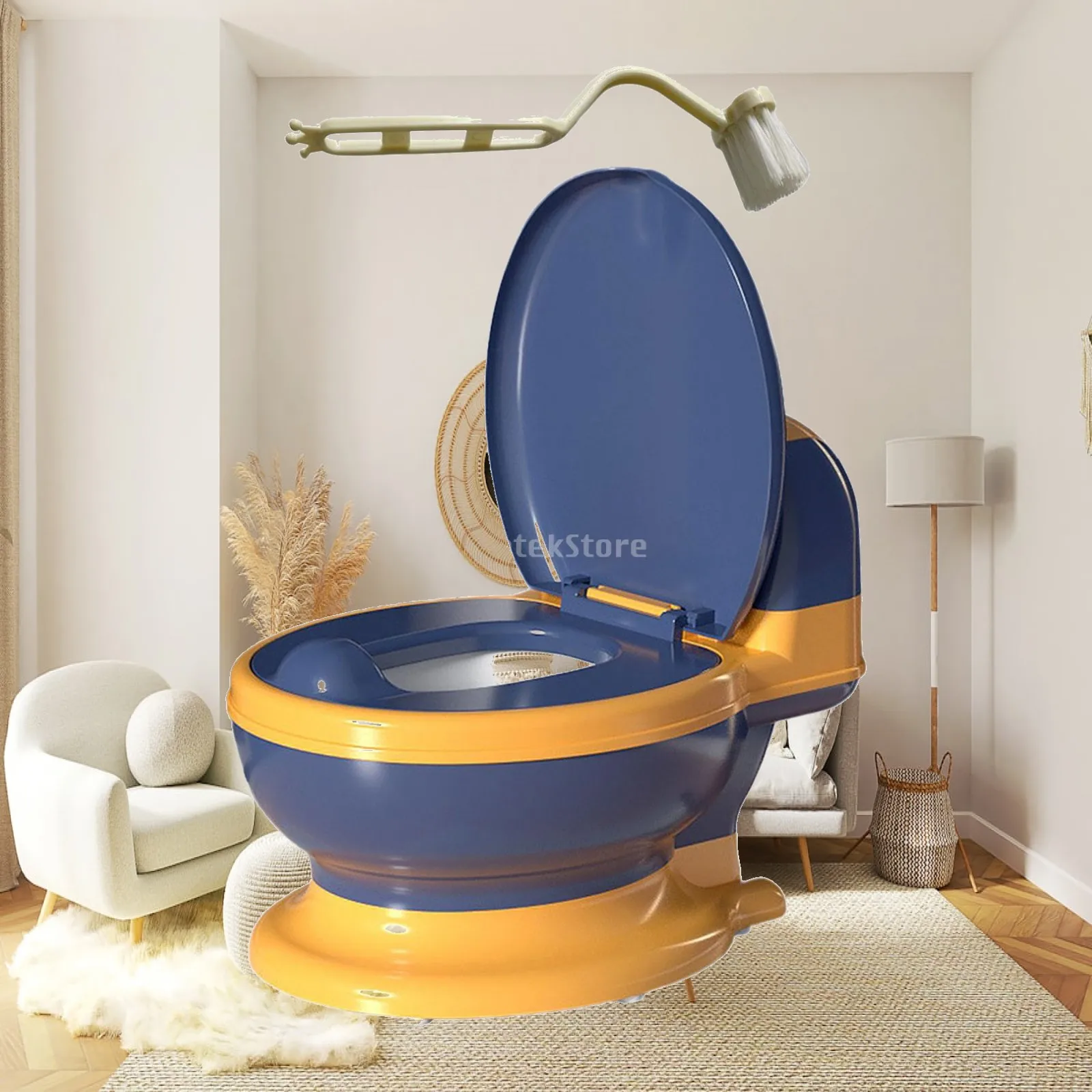 Realistic Baby Potty Toilet Training for Toddler Boys Girls with Removable Potty Pot Raised Front Guard Easy Clean Kids Toilet
