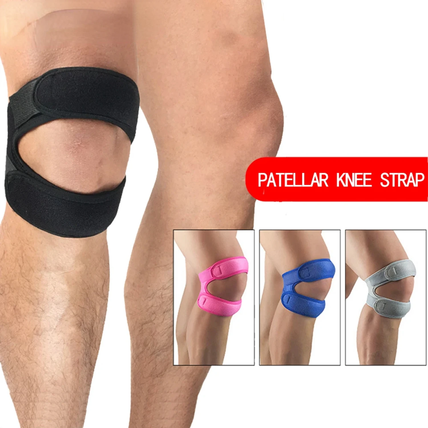 1  Sports Kneepad Double Patellar Knee Patella Tendon Support Strap Brace Pad Protector Open Knee Wrap Band Fitness