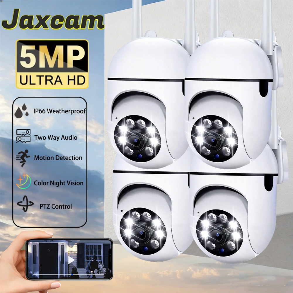 

Умная уличная IP-камера Cam720 APP 5MP PTZ для домашней безопасности с Wi-Fi, цветным ночным видением, беспроводным HD-видеонаблюдением и двусторонней аудиосвязью