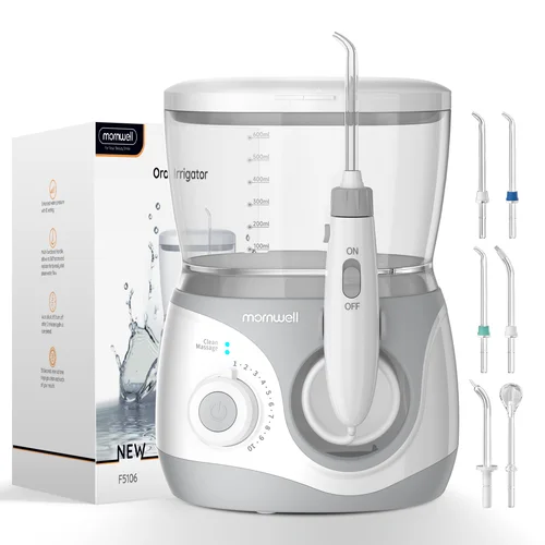 어린이 및 성인용 치과 수조 구강 세정기, 10 가지 압력 및 6 가지 팁, 가족용 600ml 