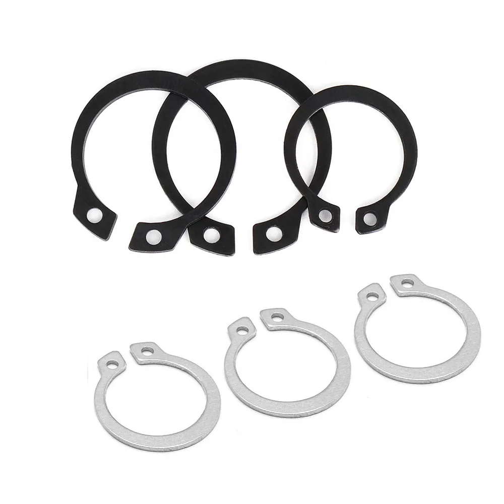 10/25/50pcs M3 to M40 GB894 304 Stainless Steel Black 65mn 3-40mm Shaft C Type External Circlip Bearing Retaining Clip Snap Ring