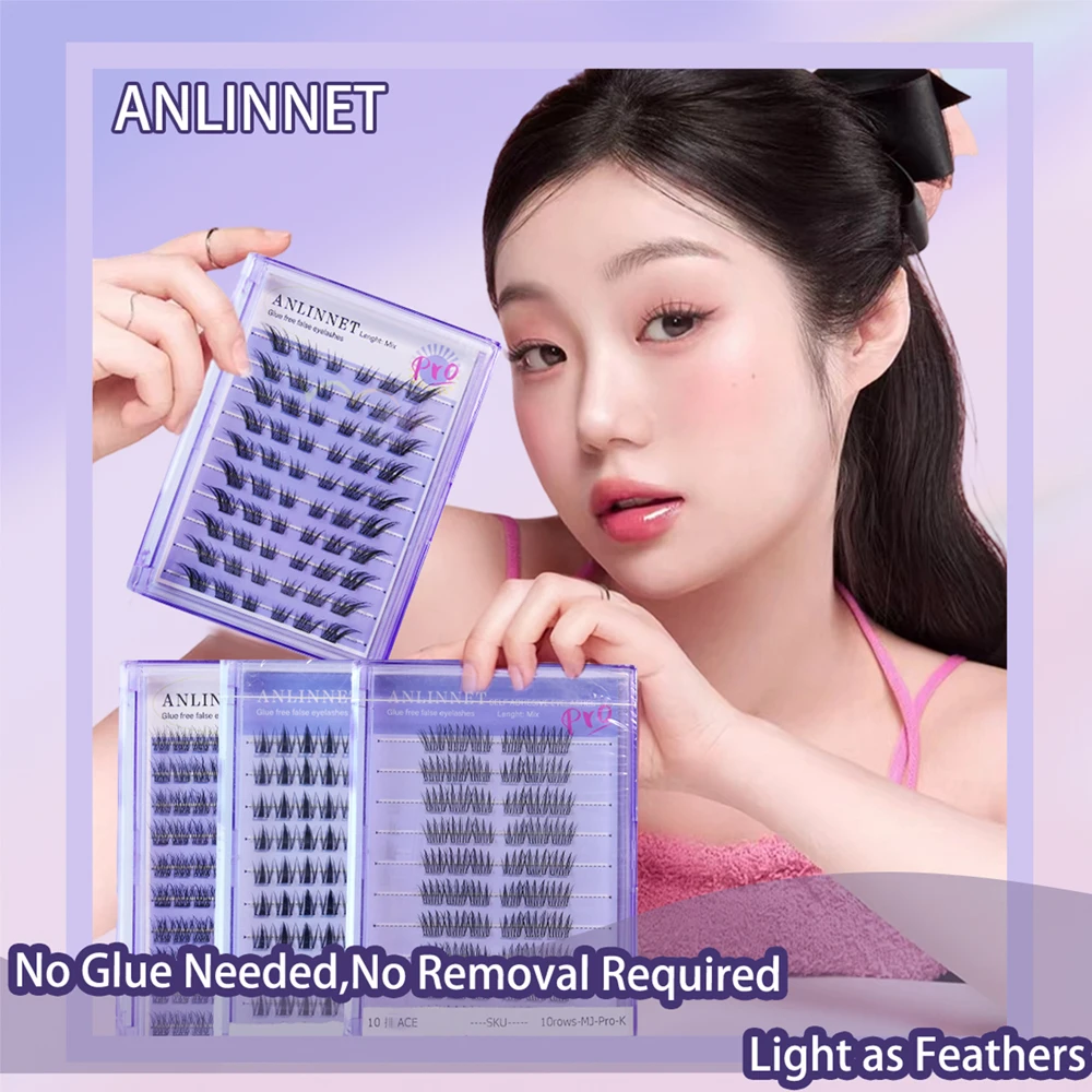 

10 Rows of Large Capacity Glue-free False Eyelashes Single Cluster Suitable for makeup Naturaly Self-adhesive false Eyelashes