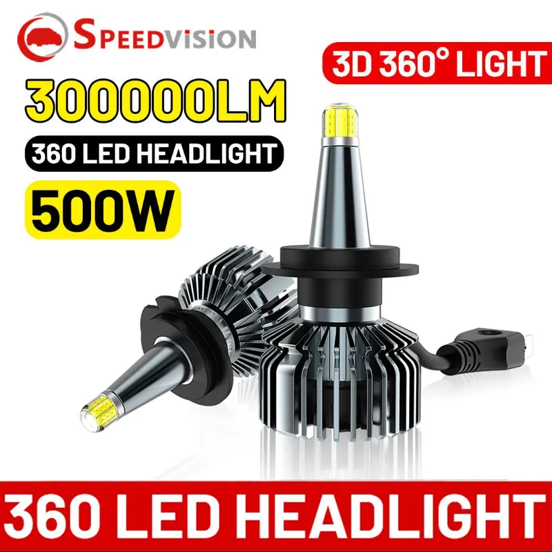 

H7 Led Canbus 360 Mini Car Headlights Bulbs 300000LM H11 H8 H9 H1 HB3 9005 HB4 9006 500W Fog Light Turbo Lamp For Projector Lens