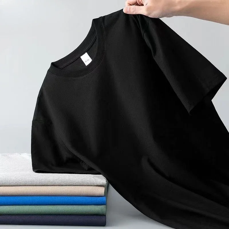 Promotion 100Pure Cotton Round Neck Short Sleeved T-shirt for Men and Women's New Summer Loose Solid Color Men's T-shirt Tops