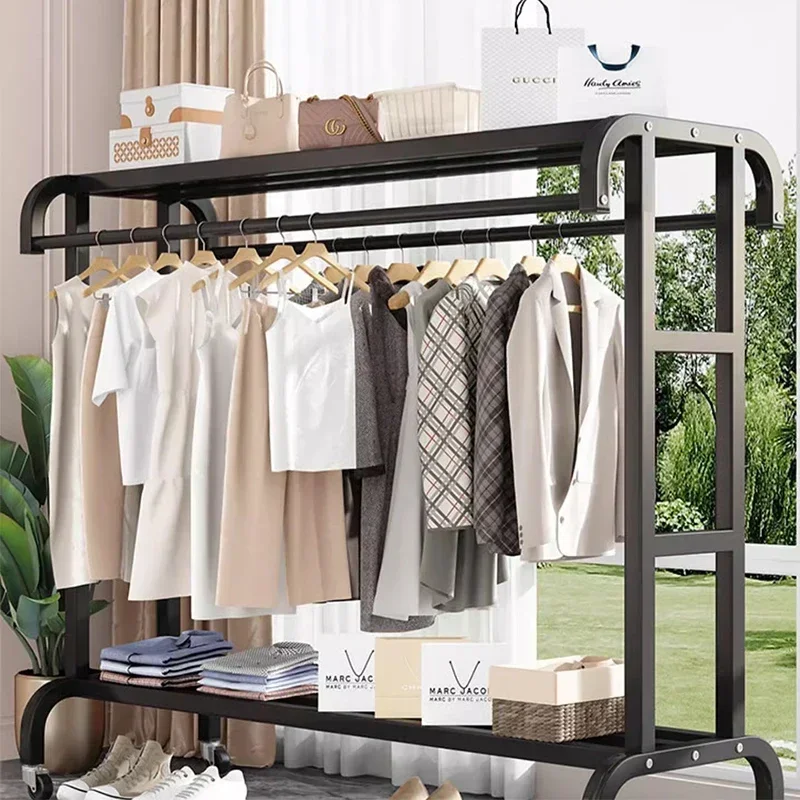 Aesthetic Minimalist Clothes Rack Wheels Boutique Balcony Garden Indoor Clothes Hanger Designer Arara De Roupa Home Furniture