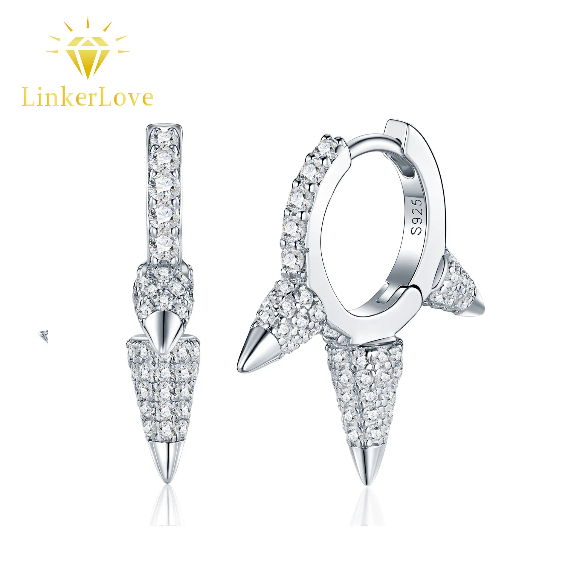 

LinkerLove 925 Sterling Silver Moissanite Spike Hoop Earrings for Women Punk Dangle Earrings Hypoallergenic Jewelry Gift for Her
