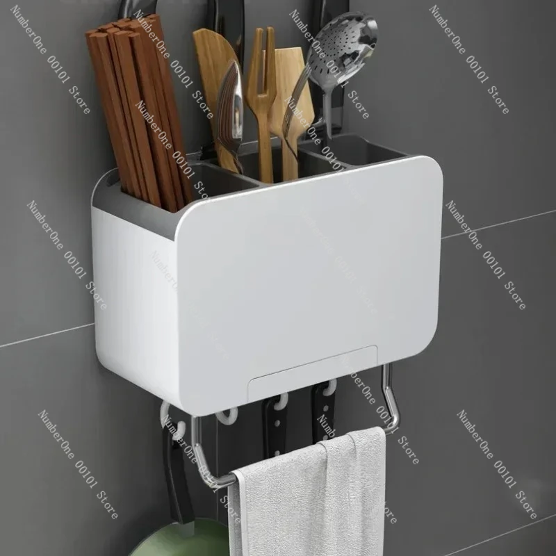 

Wall-mounted chopstick storage box Household chopstick cage Chopsticks spoon Knife holder Shelf Drain chopstick cartridge