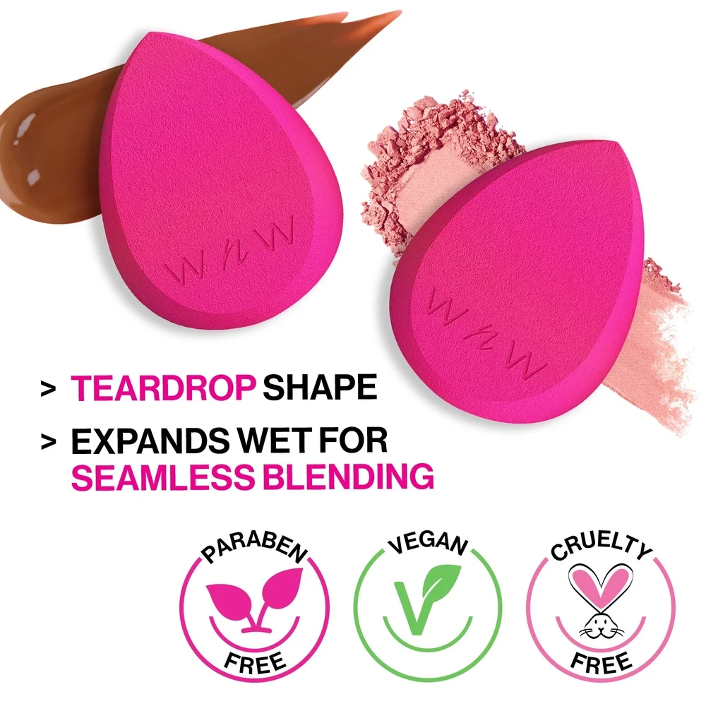 Makeup Sponge Wedge 2 Pack Teardrop Design Hydrophilic Material Seamless Application Reduces Waste Effortless Blending Reusable