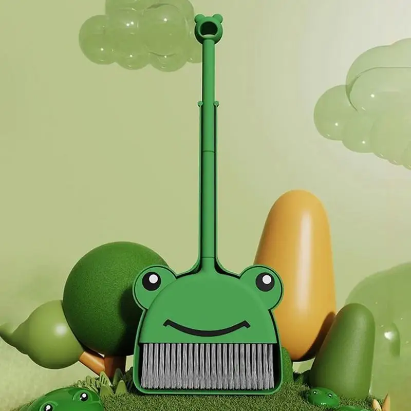 Kids Play Broom And Dustpan Set Children Cleaning Set Small Frog Toddler Cleaning Set Little Housekeeping Helper SetFor Toddler