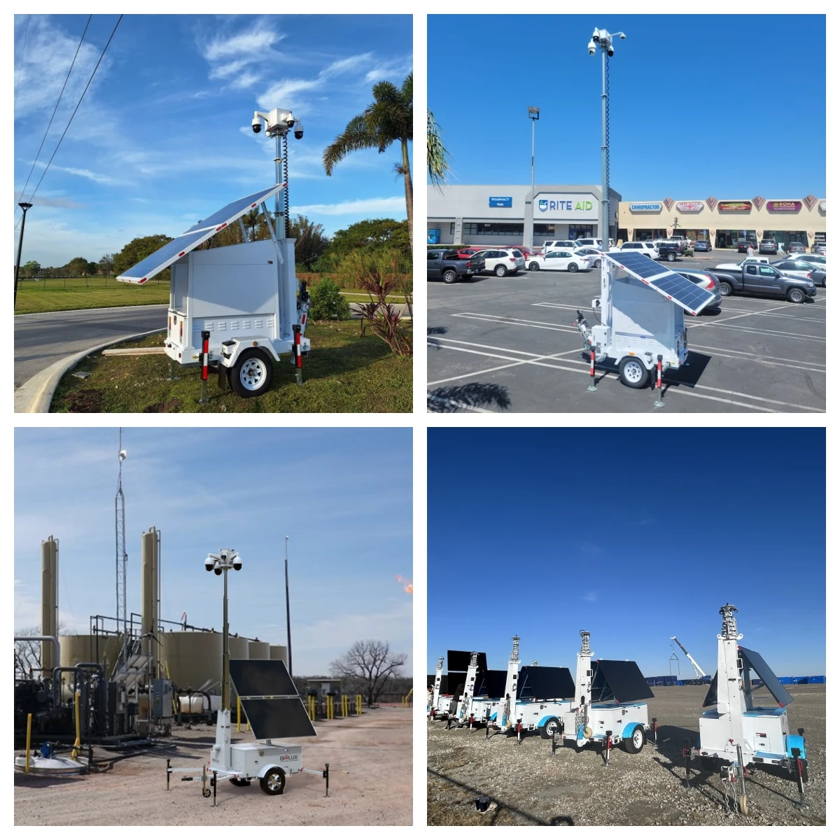 Solar-Powered Surveillance Trailer With  Security Camera 4K Wifi CCTV Tower Remote Monitoring For Mining Site