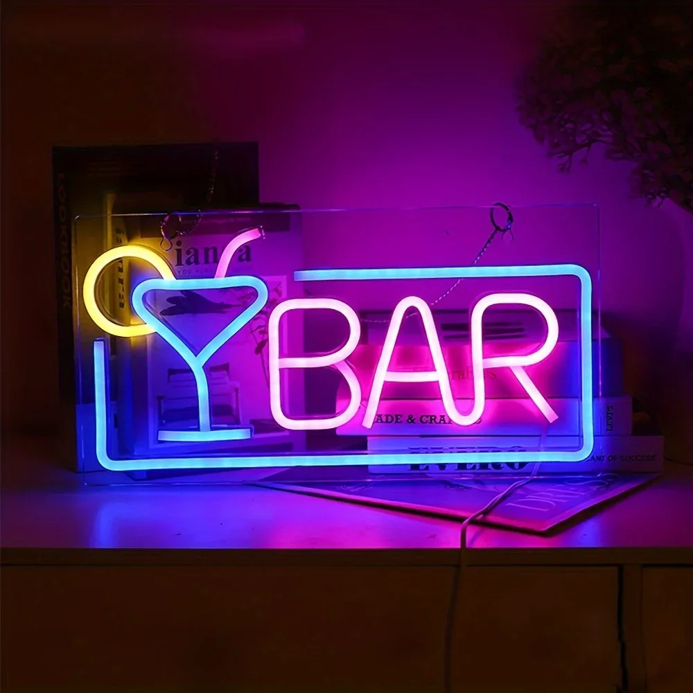 

1pcs Vibrant Multi-Color LED Neon Bar Signs for Bars Disco Party Juice Cocktails Restaurants Glass Window Decoration Mood Lights