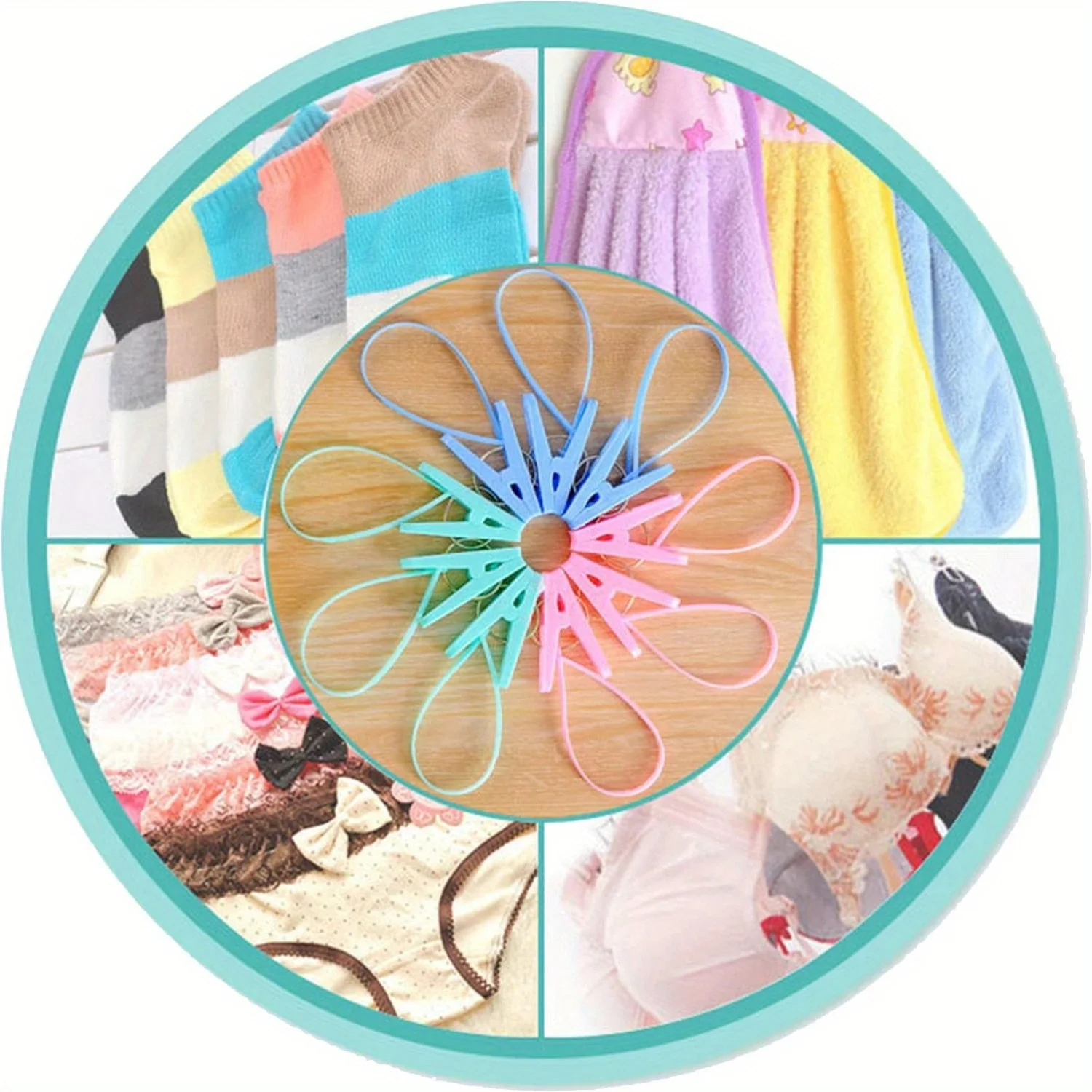 60 قطعة من مشابك المناشف العملاقة مع حبل مقاوم للرياح، وحوامل مناشف المطبخ الصلبة، ومشابك الغسيل للجوارب والملابس الداخلية