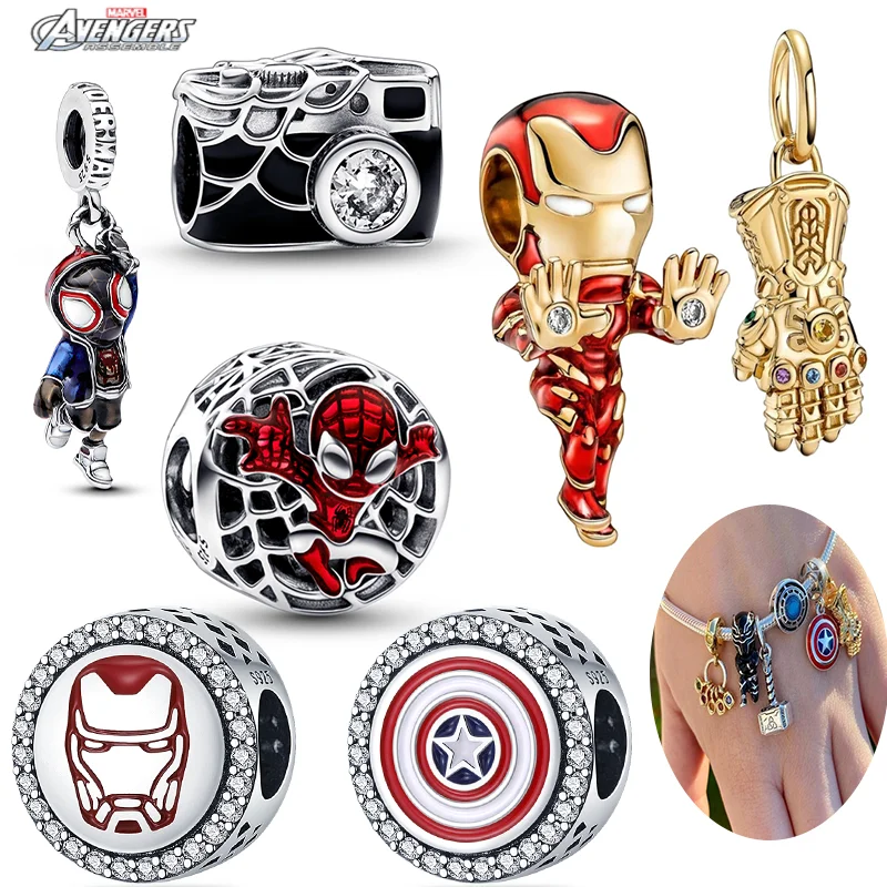 Hot selling S925 sterling silver charms Fit original Marvel Hulk Iron Man bracelet Spider Man charm beads DIY women jewelry gift