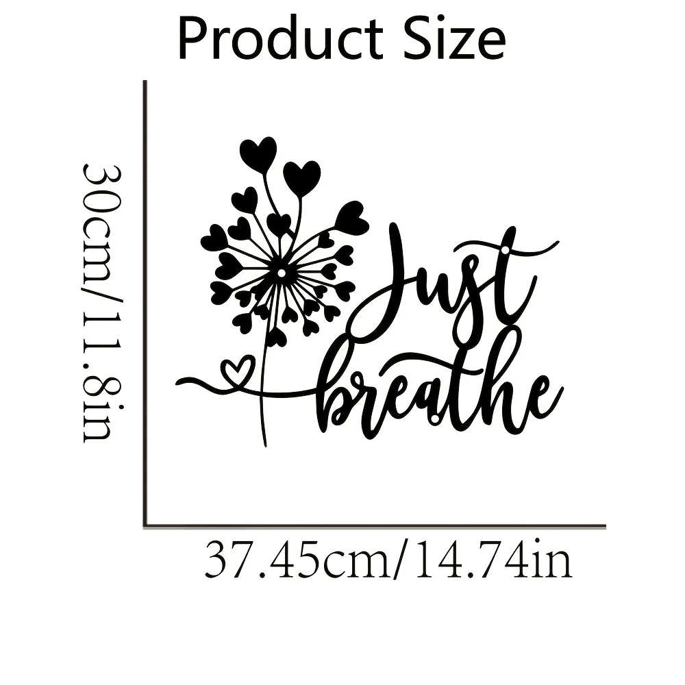 CIFBUY Iron Art Wall Decor Thistle Metal Sign Just Breathe Motivational Quote Outdoor Hanging Plaque Rustic Home Ornament