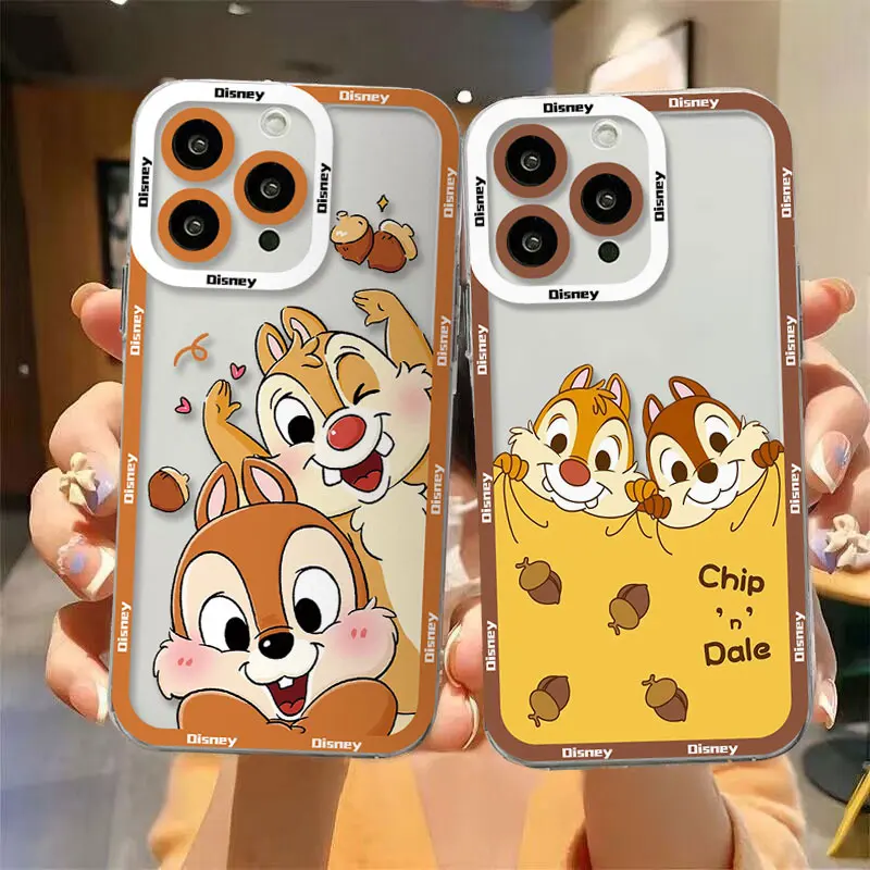 Cartoon Disney Chip \'n\' Dale Phone Case For iPhone 15 14 13 12 11 Mini Pro Max X XR XSMax 6S 6 7 8 Plus SE20 Transparent Cover