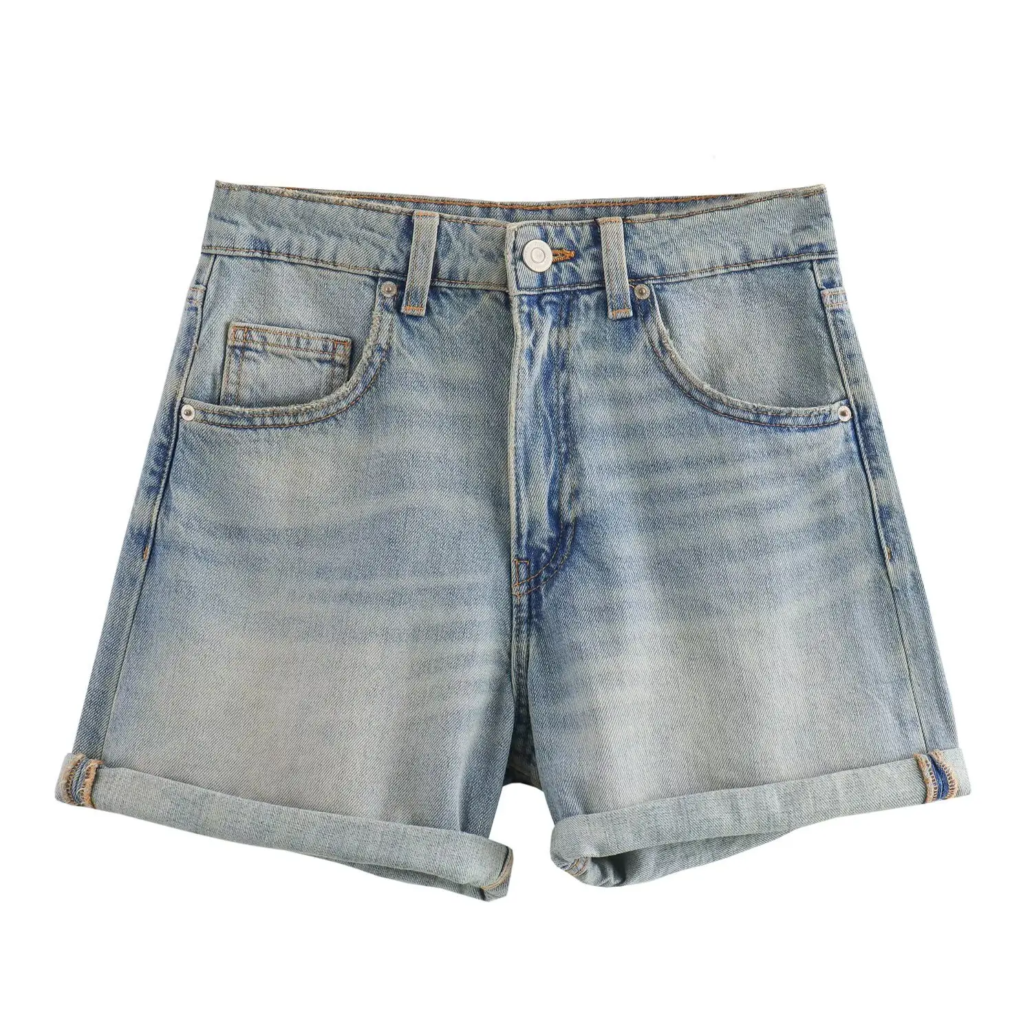 orts vaqueros casus de cintura alta, versátiles, estilo retro,  plones para mujer, verano, aodón, cierre de cr...