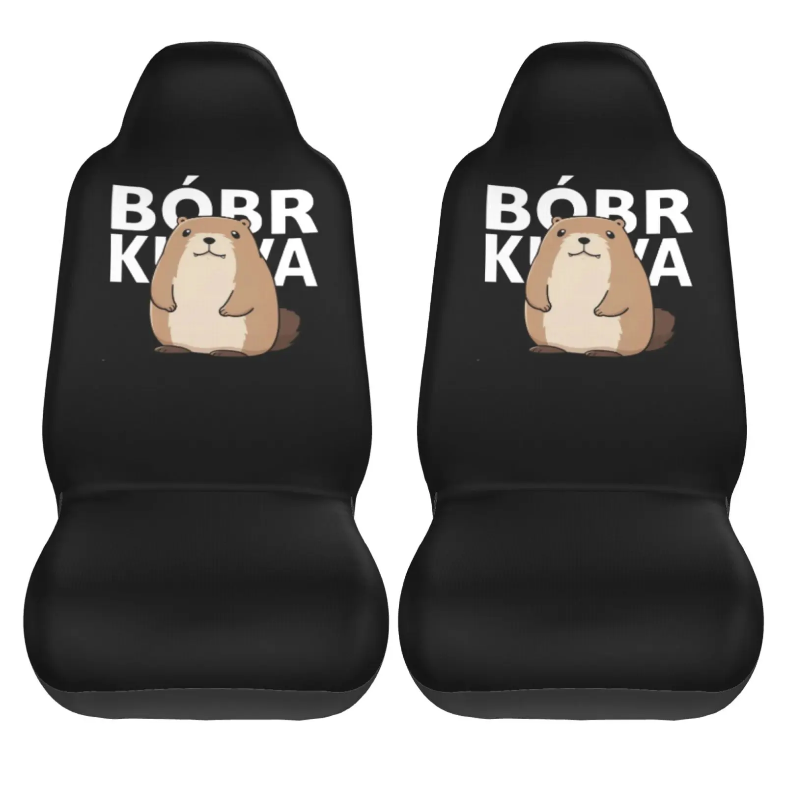 Cartoon Beaver Print Universal Seat Cover Seat Cushion Four Seasons Car Accessories Interior for Men Car Cushion Seat Covers 2pc