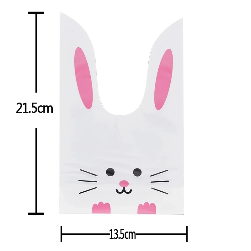 10/50pcs/lot Cute Rabbit Ear Bags Cookie Plastic Bags&Candy Gift Bags For Biscuits Snack Baking Package And Event Party Supplies