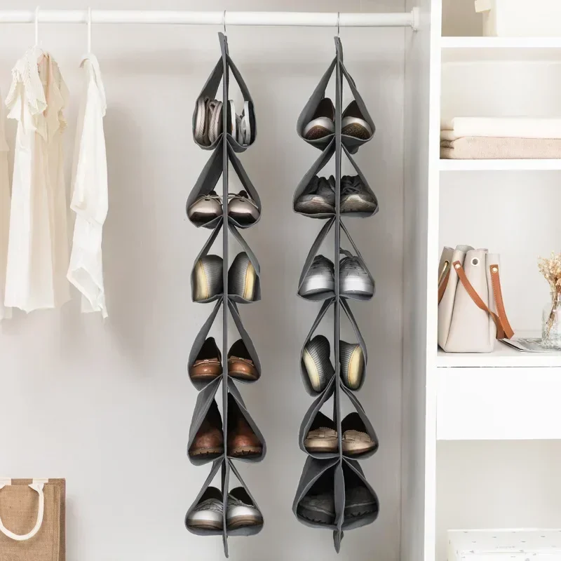 12 Grid Shoe Storage Hanging Bag Non Woven Closet Organizer Wall Pocket Door Back Shoe Rack Multi Purpose Wardrobe Organizer - view 4