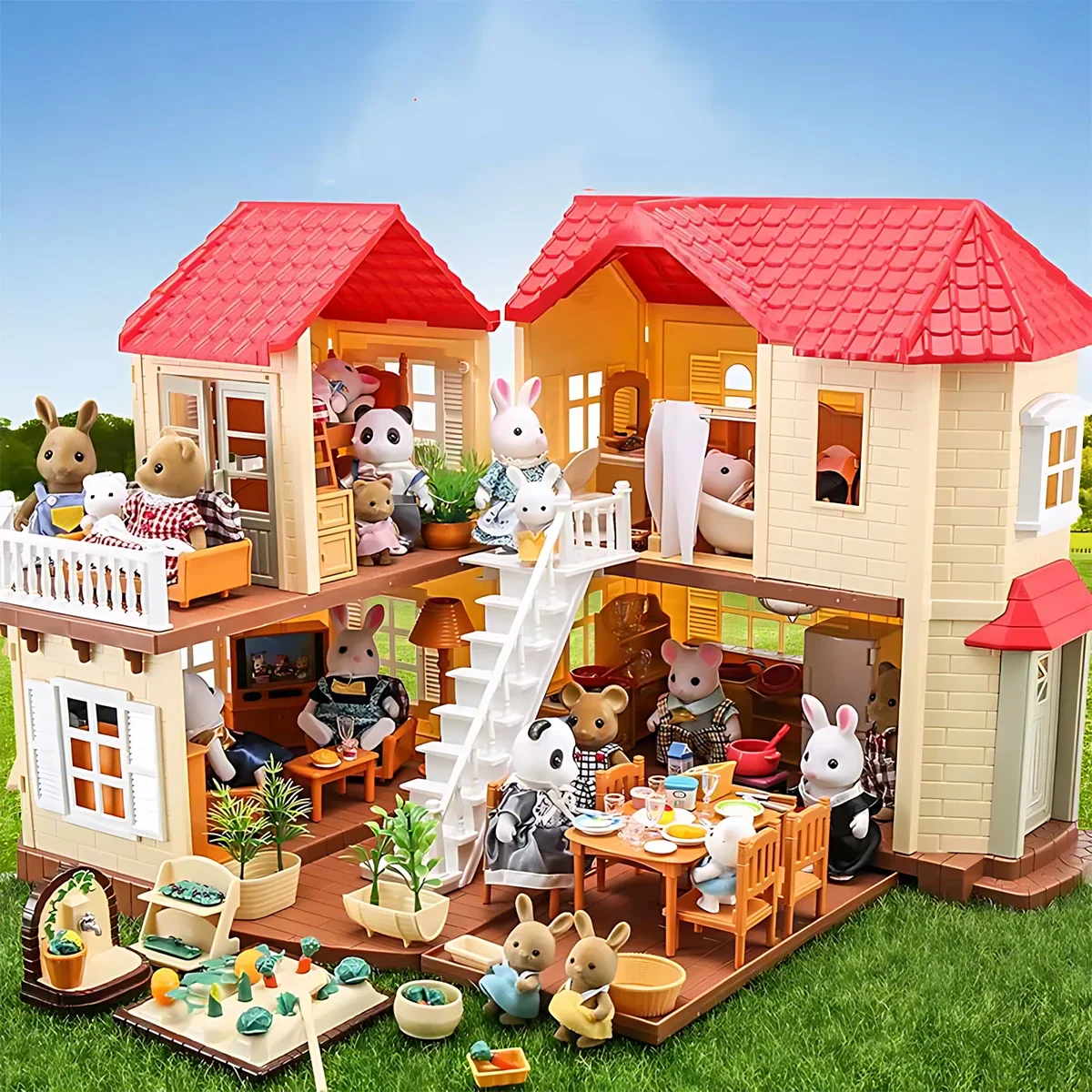 1:12 Meble do domku dla lalek w stylu leśnym, miniaturowe akcesoria Montessori do domku dla lalek, kuchnia, sypialnia, łazienka, prezenty dla dziewczynek