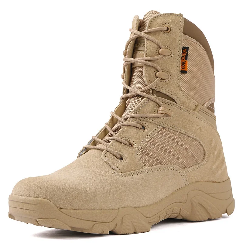 

Tactical Men Boots Special Force Leather Waterproof Desert Combat Men Ankle Boots Work Shoes Plus Size Hiking Shoes Boots Men