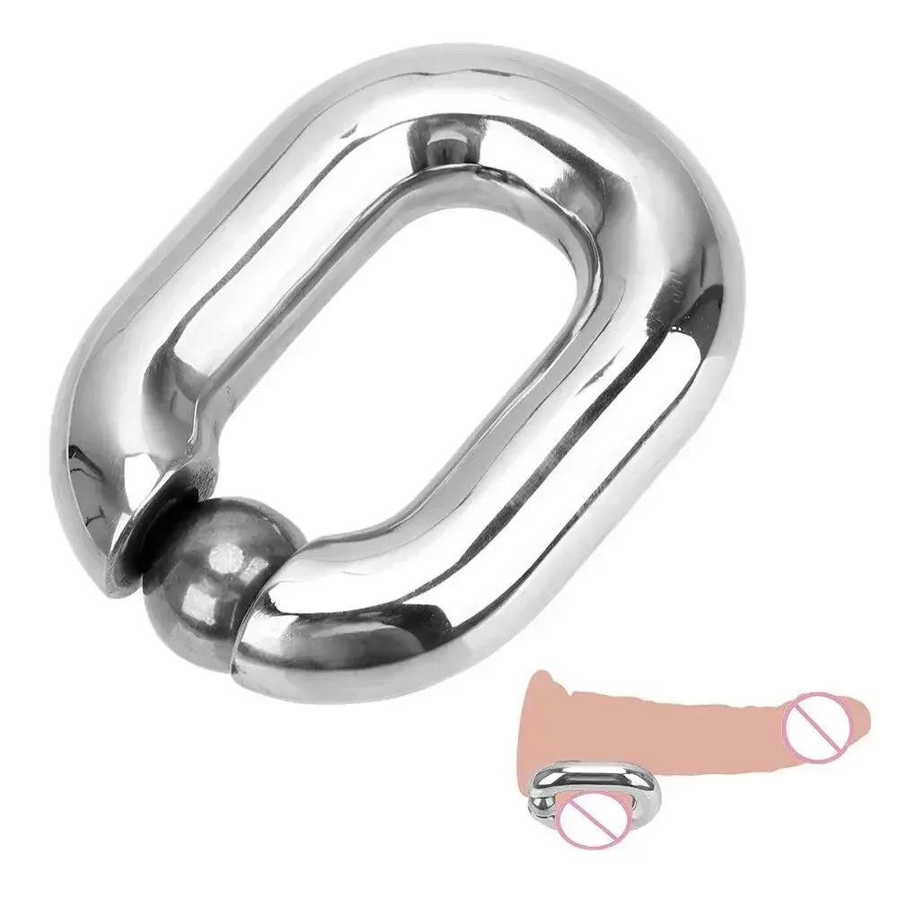Male Heavy Duty BDSM Stainless steel Ball Scrotum Stretcher metal penis bondage Cock Ring Delay ejaculation male new Sex Toy Men - view 2