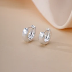 Real 925 Sterling Silver Minimalist Round Earrings for Women Hoop Earring Jewelry Accessories