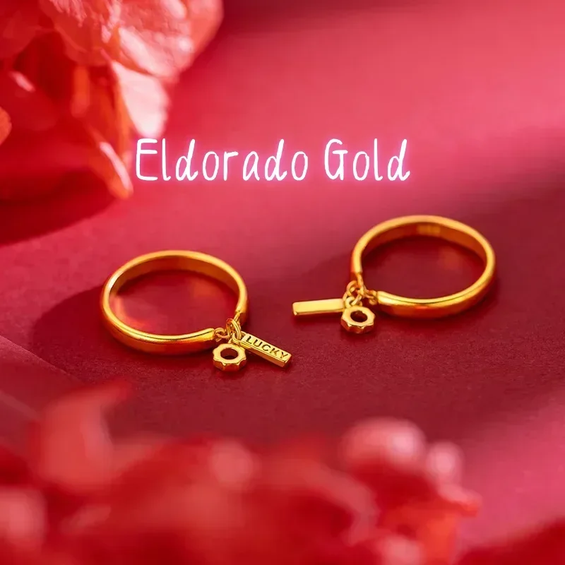 

Кольцо-талисман Eldorado Gold из настоящего золота 9999 пробы (24K) с подвеской, женское