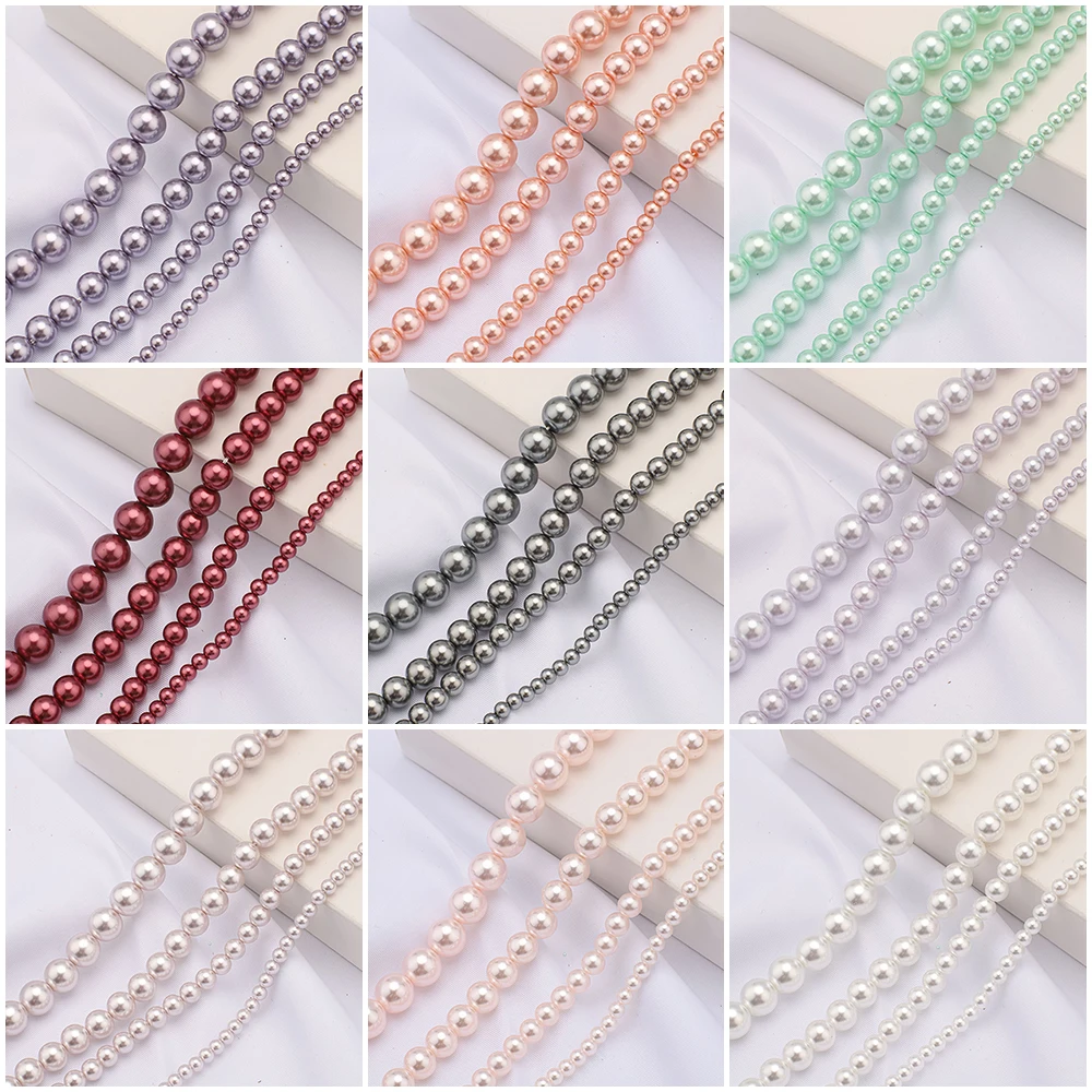4 6 8 10mm Imitation Glass Pearls Round Loose Spacer Beads For DIY Jewelry Making Bracelets Necklaces Crafts Garment Decoration