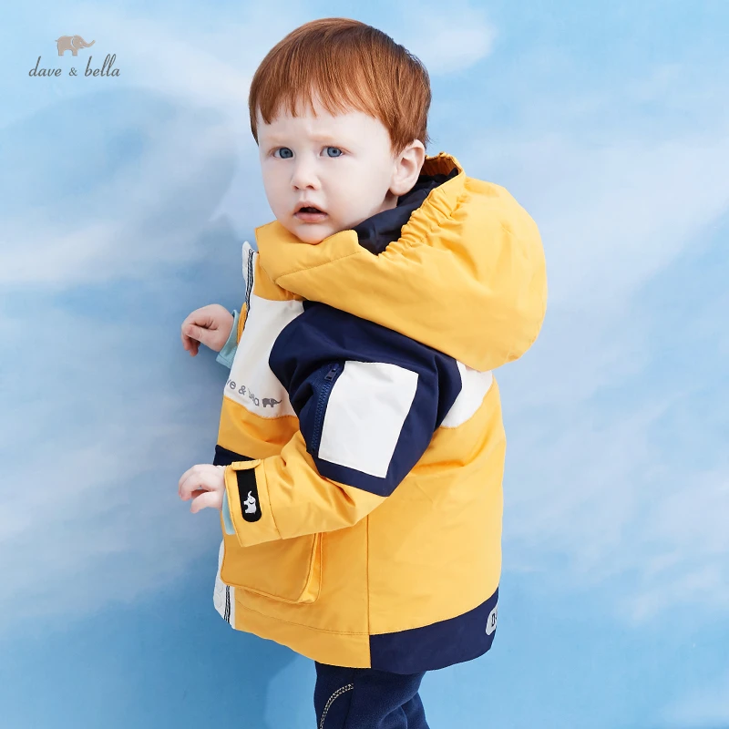 Dave Bella Winter Children's Down Jacket Pocket Zipper Boys Down Padded Casual Hooded Jacket Baby Girl Coat Outwear DB4224393